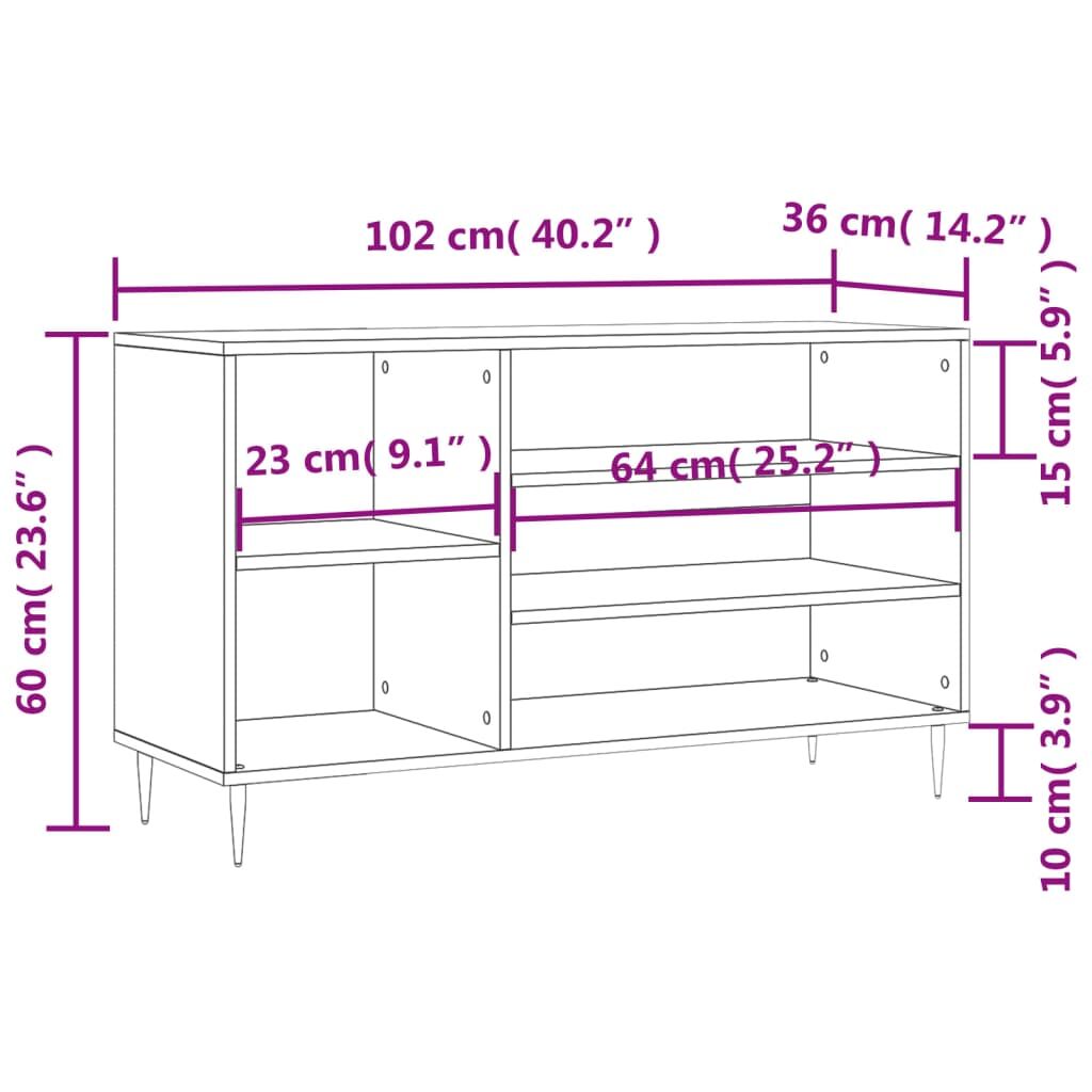 Vidaxl Mueble Zapatero Madera Contrachapada Roble Ahumado 102x36x60 Cm_2