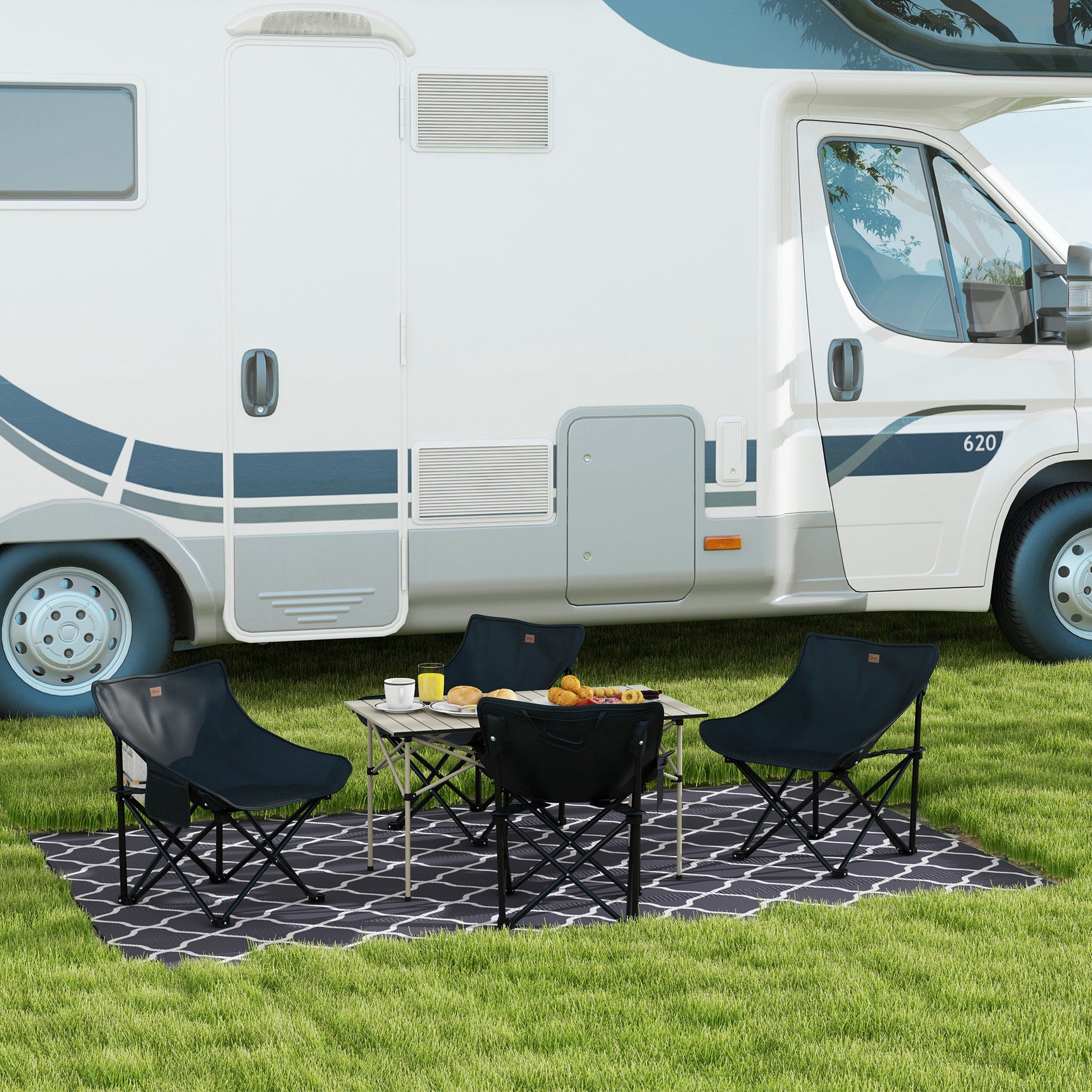 Outsunny Mesa Plegable Camping De Aluminio Con Tapa Enrollable 95x55x50 Cm Caqui_4