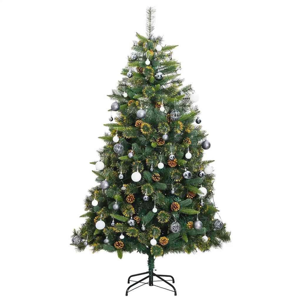 Vidaxl Árbol De Navidad Artificial Con Bisagras 300 Led Y Bolas 180 Cm_3