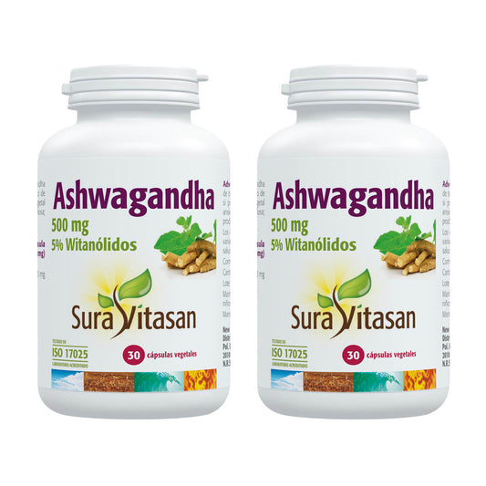 Embalagem 2x Ashwagandha, Sura Vitasan, 30 cápsulas
