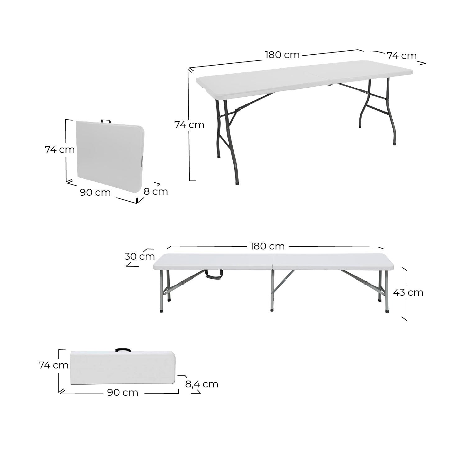 Conjunto Plegable Mesa Con 2 Bancos De 180cm Catering 7house_5