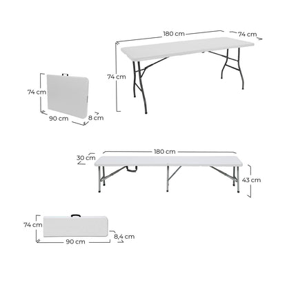 Conjunto Plegable Mesa Con 2 Bancos De 180cm Catering 7house_5