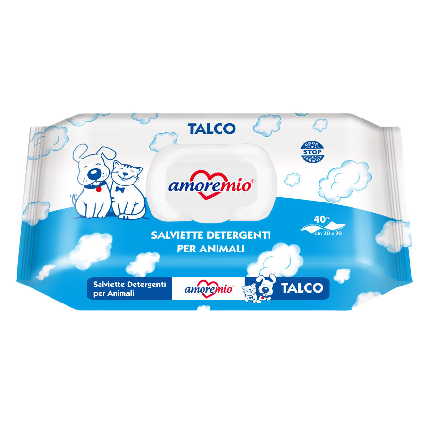 Amoremio Toallitas Talco Para Perro Y Gato, Paquete De 40 Toallitas_0