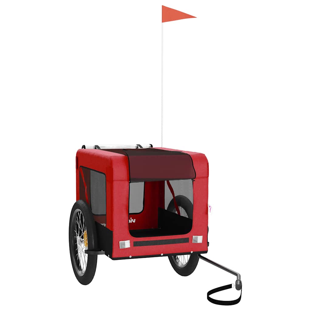 Remolque De Bicicleta Mascotas Hierro Tela Oxford Rojo Negro_2