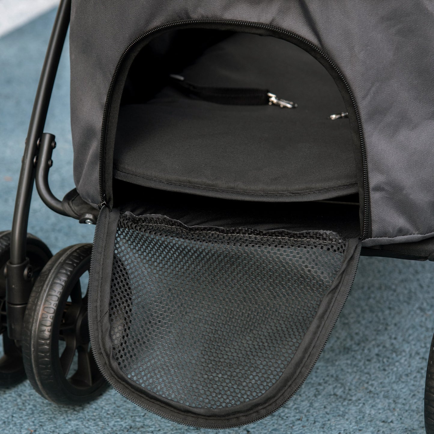 Pawhut Carrito Para Perros 2 En 1 Plegable Con Correas De Seguridad Gris Oscuro_4