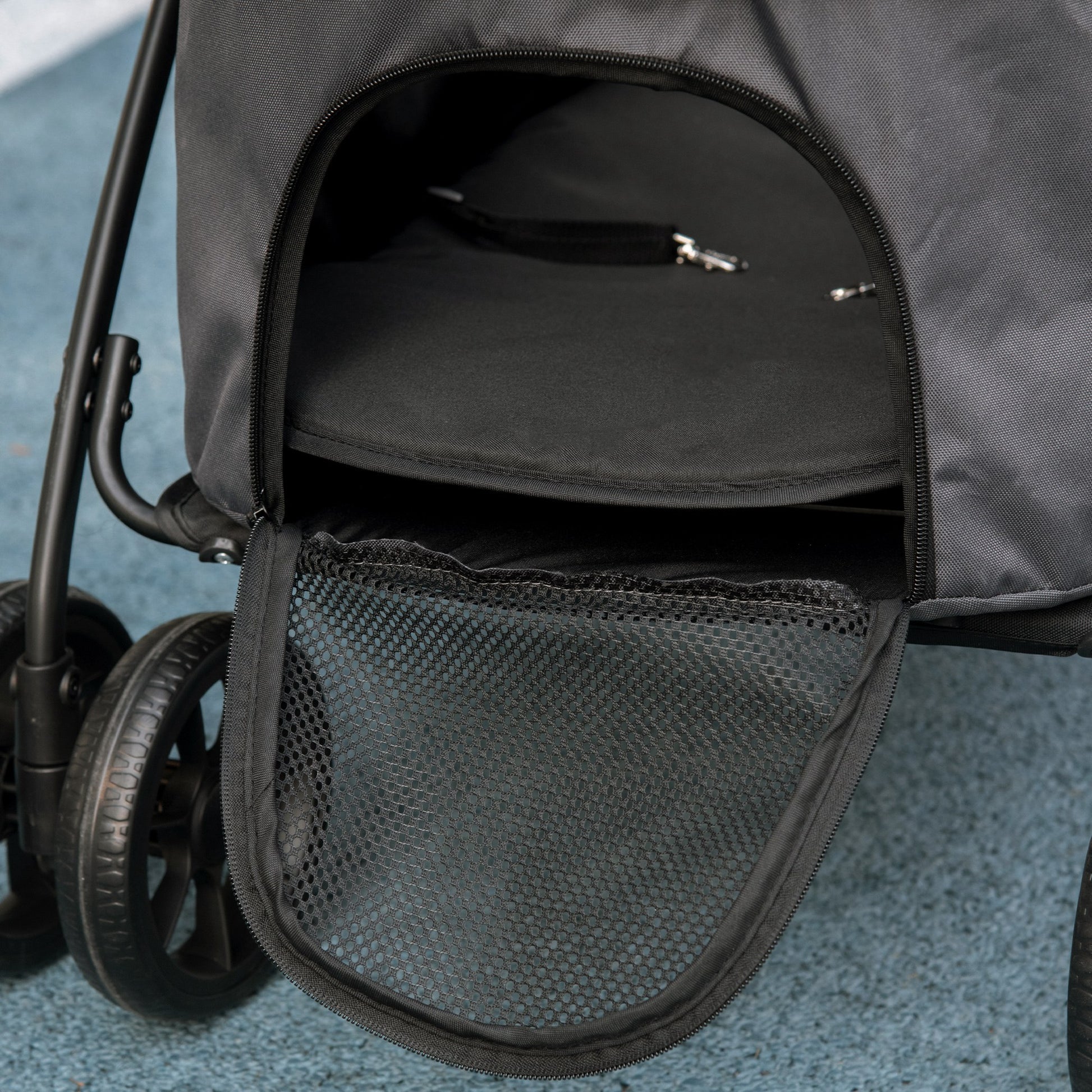 Pawhut Carrito Para Perros 2 En 1 Plegable Con Correas De Seguridad Gris Oscuro_4