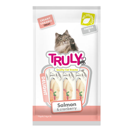 Stick De Crema Para Gato De Salmon Y Arandano Truly 12 Bolsas X 70 Gr (12 X 5 Sticks)_0