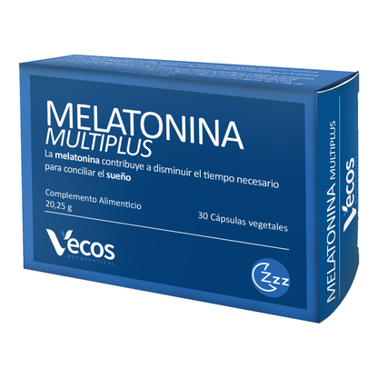 Melatonina Multiplus Vecos 30 Cápsulas | Conciliar El Sueño Y Descanso Profundo | Con Valeriana, Pasiflora Y Melatonina_0