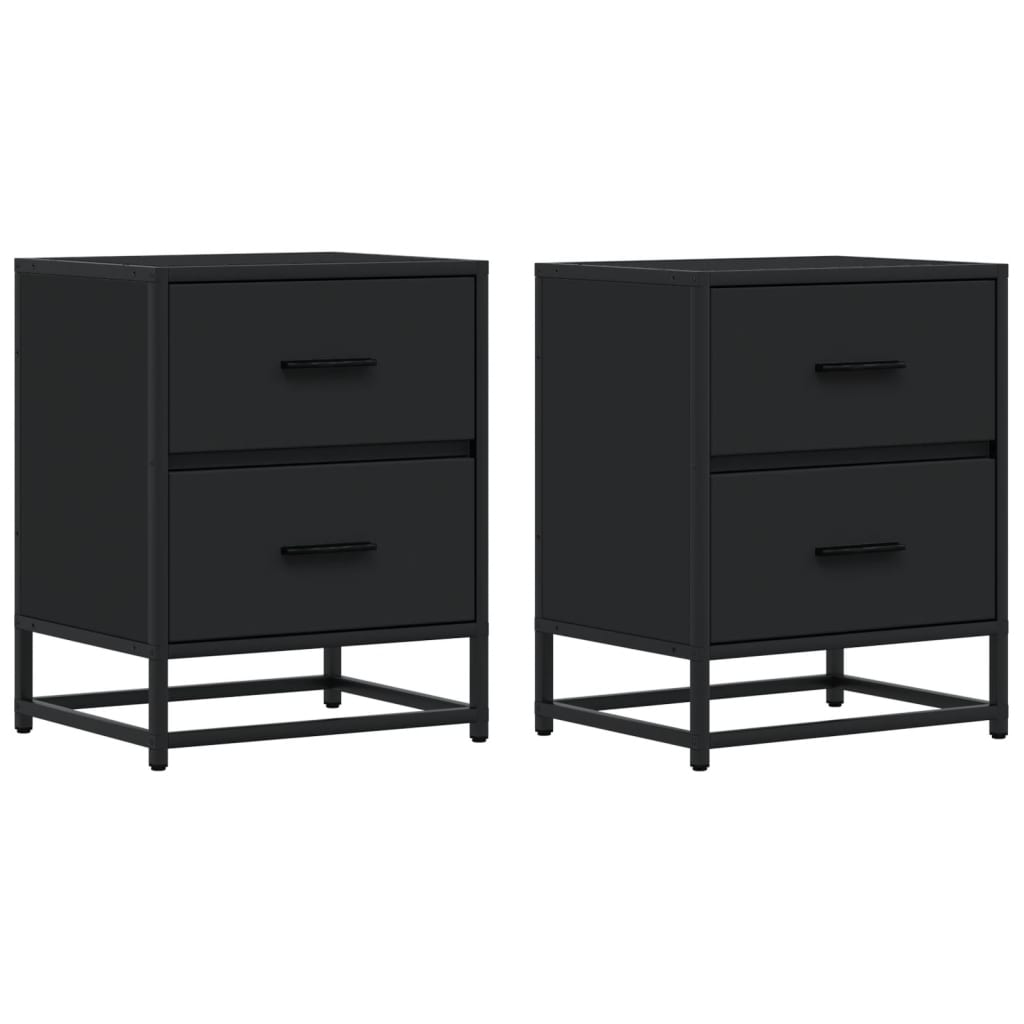 Mesitas De Noche 2 Uds Madera Ingeniería Negro 40x31x50 Cm_0