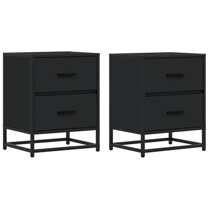 Mesitas De Noche 2 Uds Madera Ingeniería Negro 40x31x50 Cm_0