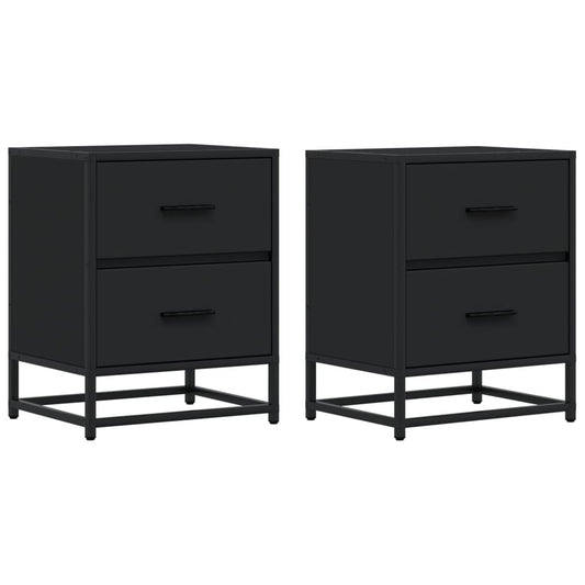 Mesitas De Noche 2 Uds Madera Ingeniería Negro 40x31x50 Cm_0