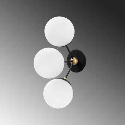 Aplique De Pared, Metal , Negro blanco, 15x30x44, Casquillo 3 X E 27 Max 40 W_3
