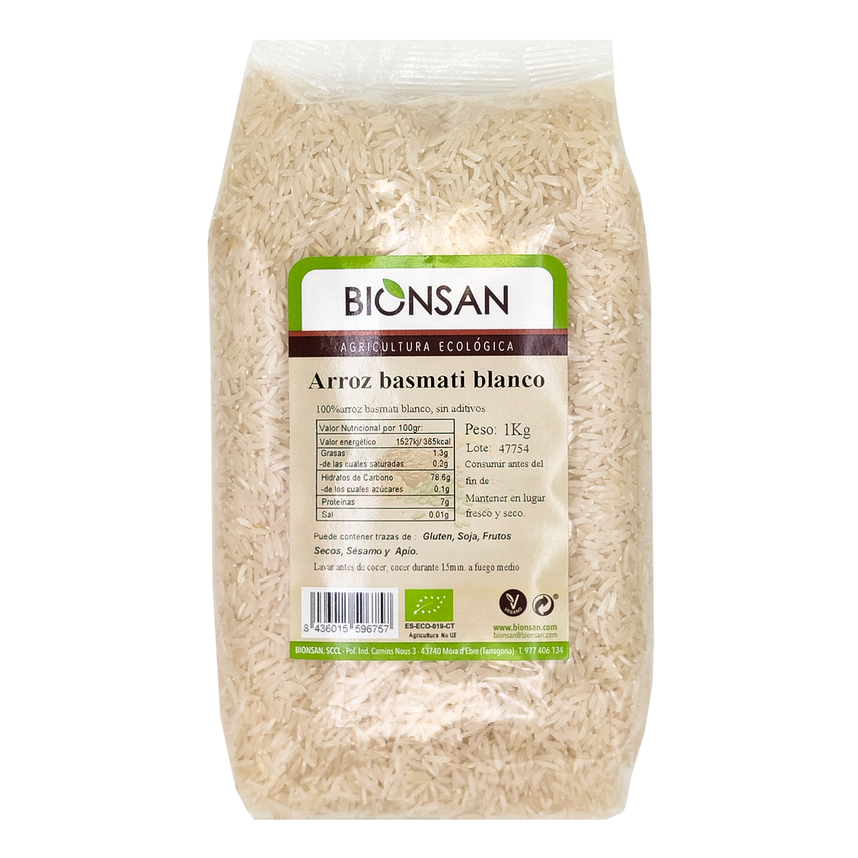Arroz Basmati Blanco Eco Bionsan 1kg_0