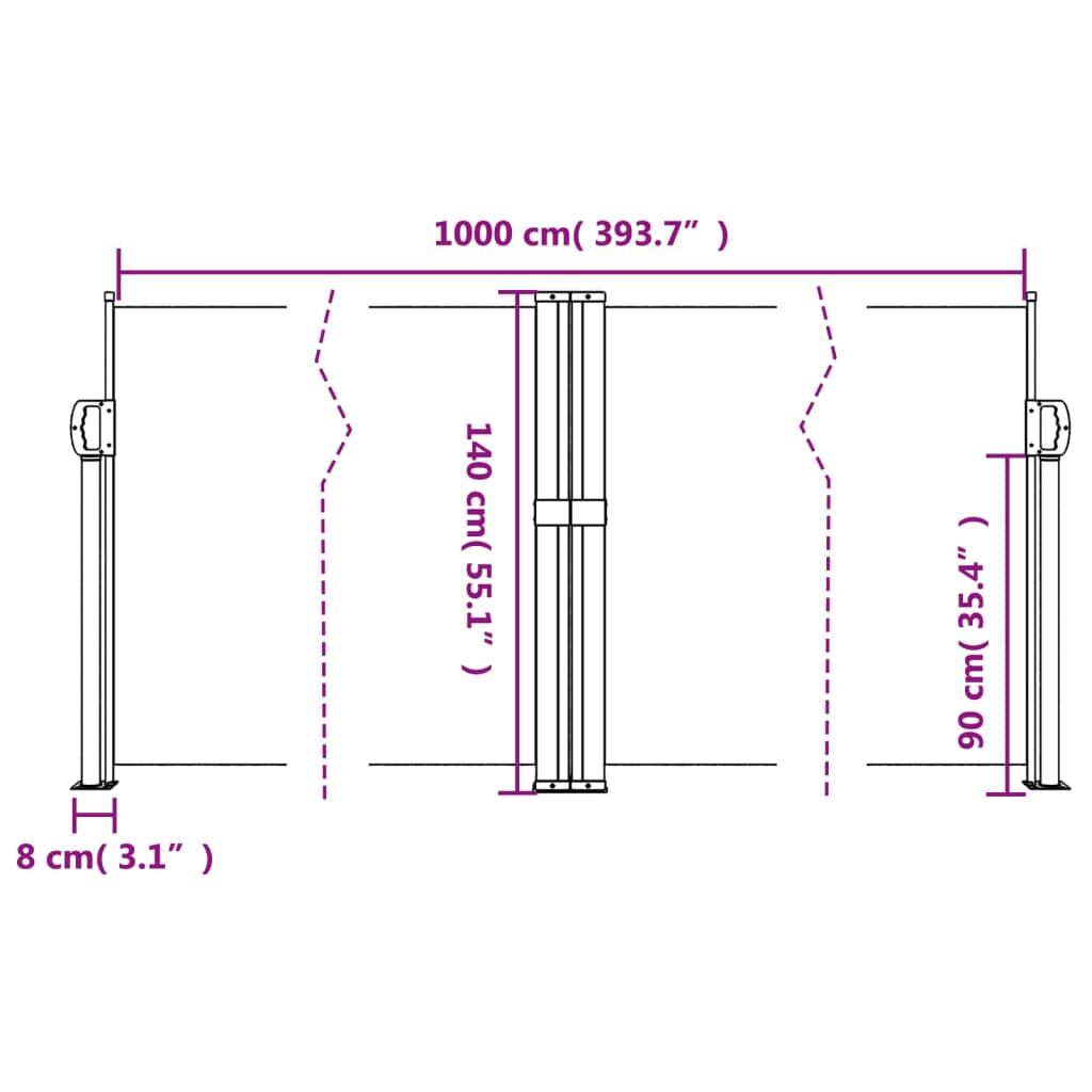 Vidaxl Toldo Lateral Retráctil Verde Oscuro 140x1000 Cm_2