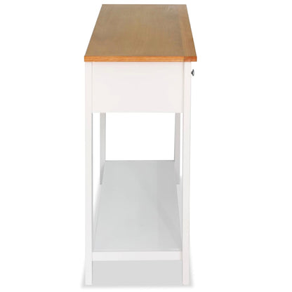 Mesa Consola De Madera De Roble Maciza 118x35x77 Cm_2
