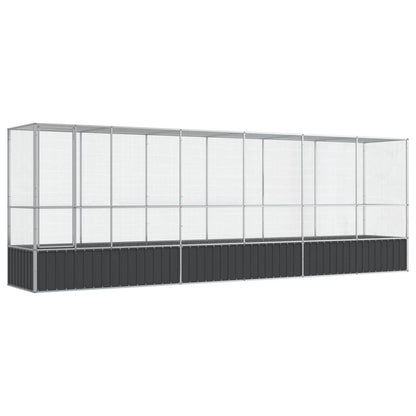 Vidaxl Pajarera Con Extensión De Acero Color Plateado 626,5x107x212 Cm_0