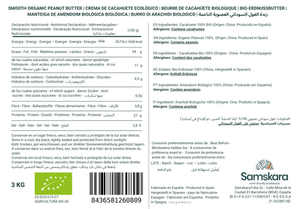 Crema De Cacahuete Ecológica Bio Smooth - 3kg (bote Único) | 100% Cacahuete Tostado, Sin Azúcares Ni Aceite De Palma_1