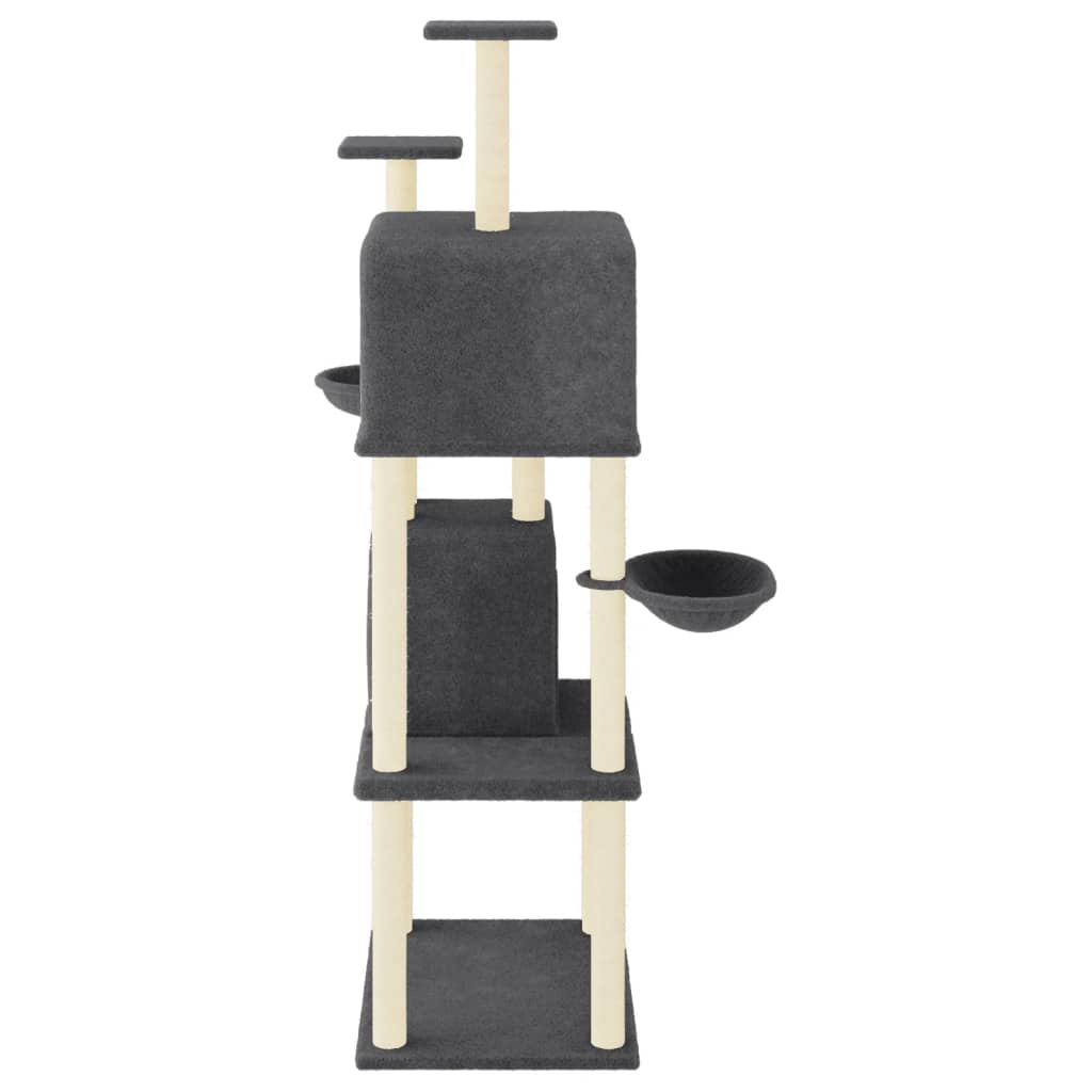 Vidaxl Rascador Para Gatos Con Postes De Sisal Gris Oscuro 180 Cm_3