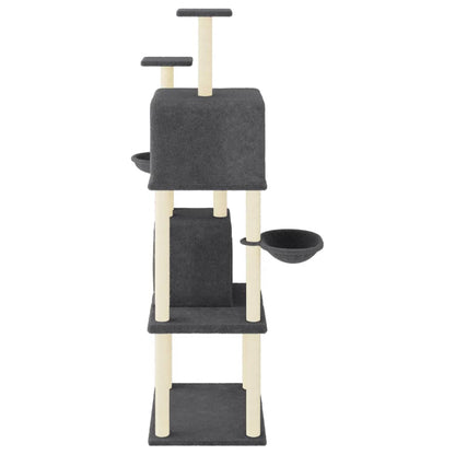 Vidaxl Rascador Para Gatos Con Postes De Sisal Gris Oscuro 180 Cm_3