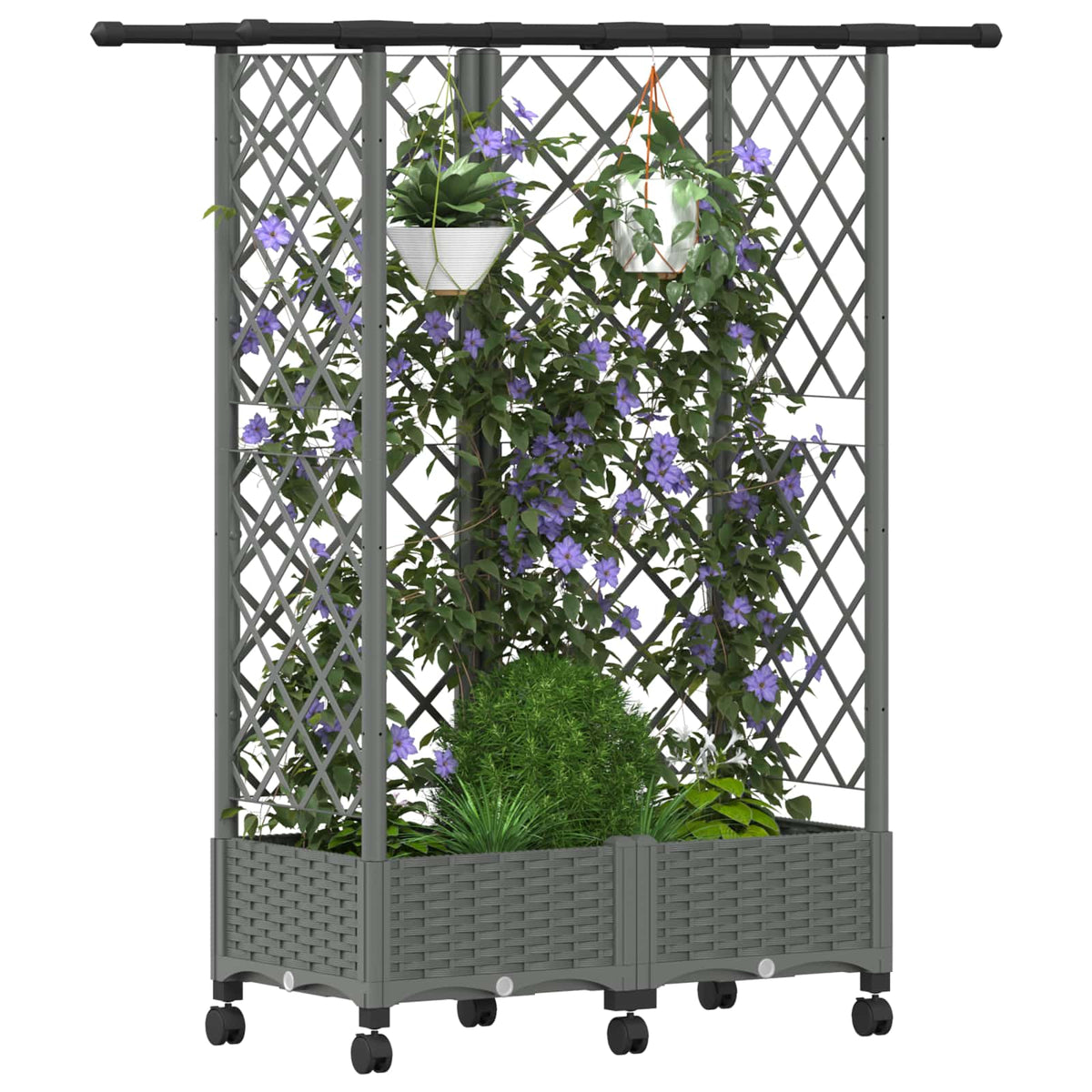 Cama Elevada Con Trellis Y Techo Gris Claro 124 X 40 X 127 Cm_2