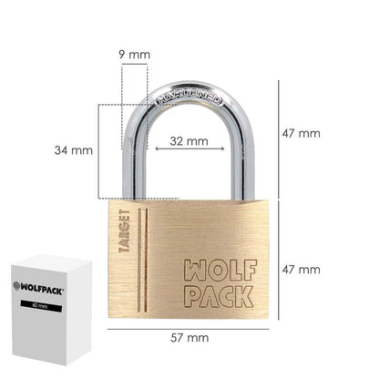 Candado Laton Arco Normal 60 Mm. Serie Target. Arco Endurecido. Candado Maletas, Candado Taquillas, Candado Puertas