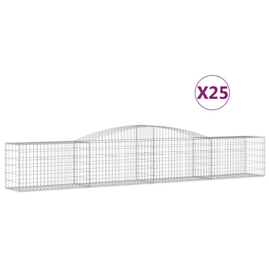 Cestas De Gaviones 25 Uds Forma De Arco Hierro 400x50x60/80 Cm_0