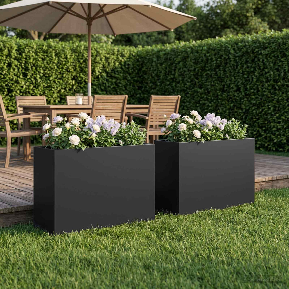 Macetero De Jardín 2 Uds. Negro 50 X 20 X 40 Cm_1