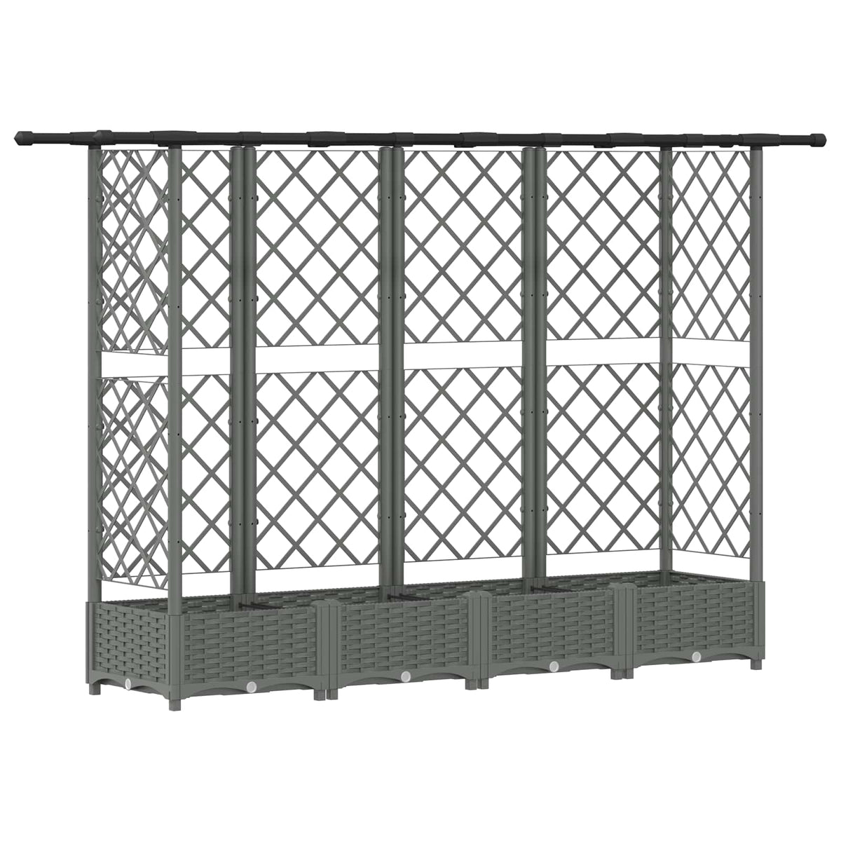 Cama Elevada Con Trellis Y Techo Gris Claro 202,5 X 40 X 121 Cm_0