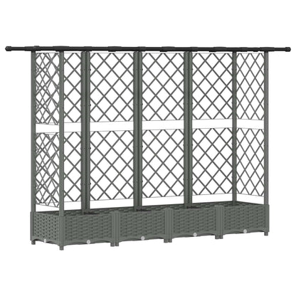 Cama Elevada Con Trellis Y Techo Gris Claro 202,5 X 40 X 121 Cm_0