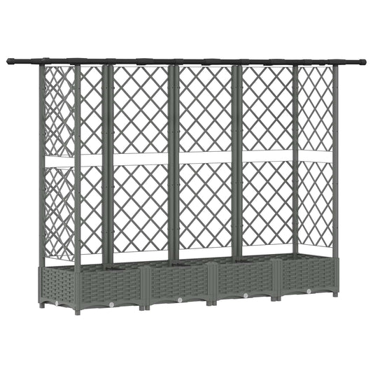 Cama Elevada Con Trellis Y Techo Gris Claro 202,5 X 40 X 121 Cm_0