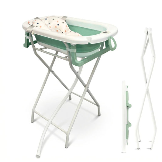 Bathby | Bañera Bebé Verde Con Cojín, Termómetro Y Soporte Plegable | Ligera, Segura Y Compacta Para Recién Nacidos_0