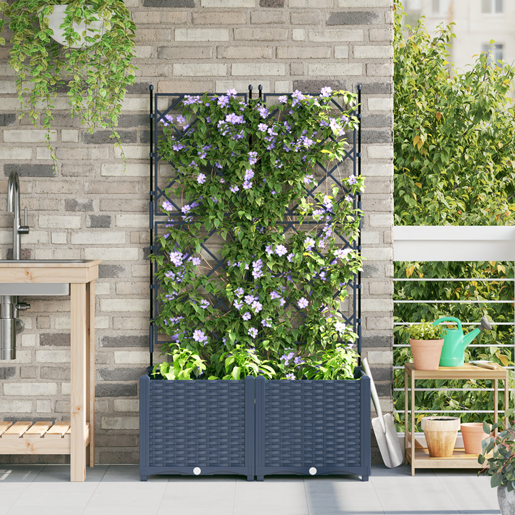 Vidaxl Maceta De Jardín Con Enrejado 2 Pcs Gris 80 X 40 X 143 Cm Pp_1