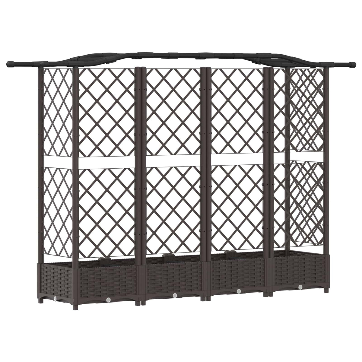 Cama Elevada Con Trellis Y Techo Marrón 203,5 X 40 X 123 Cm Pp_4