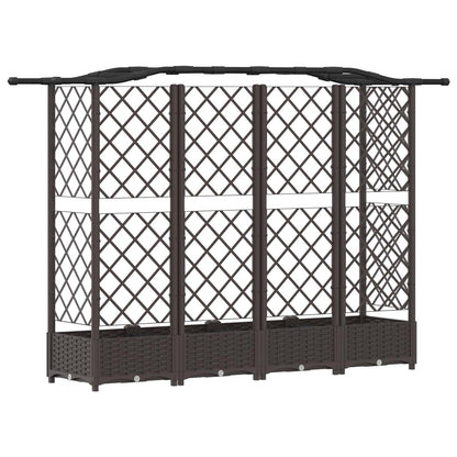 Cama Elevada Con Trellis Y Techo Marrón 203,5 X 40 X 123 Cm Pp_4
