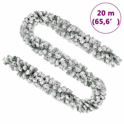 Vidaxl Guirnalda De Navidad Con Nieve Flocada Verde 20 M Pvc_2