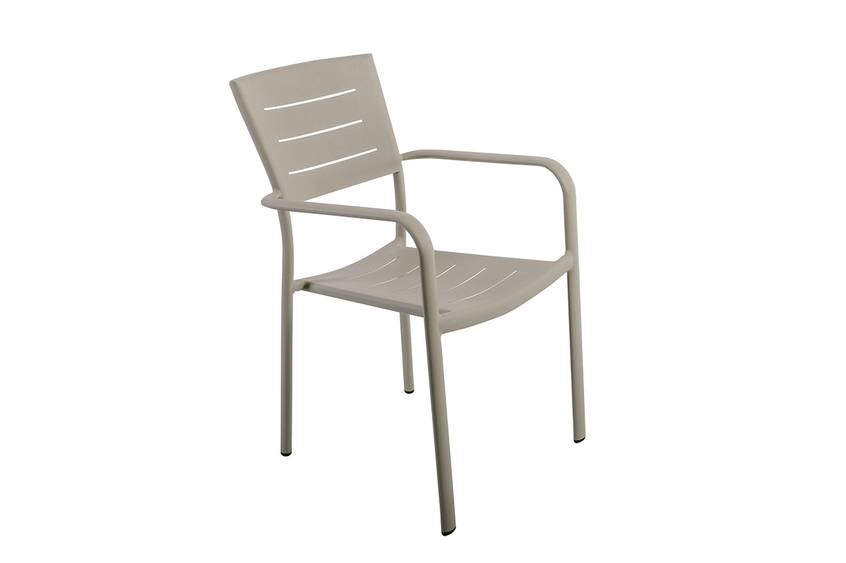 Lote De 4 Sillas De Jardín Apilables Inari Aluminio Beige Arena - Muebles De Jardín - 56x58xh85cm_0