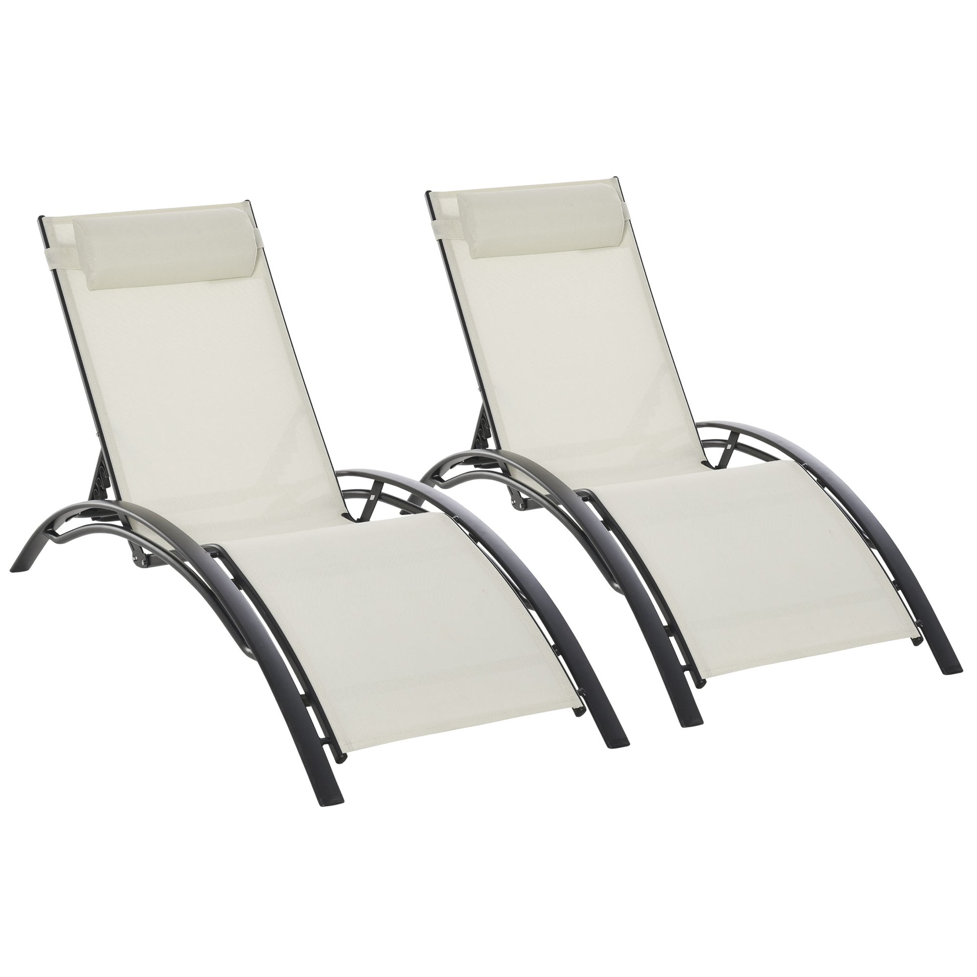 Outsunny Juego De 2 Tumbonas De Jardín Con Marco De Aluminio 171x64x82 Cm Beige_0