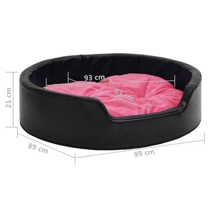 Vidaxl Cama De Perros Felpa Y Cuero Sintético Negro Y Rosa 99x89x21 Cm_2