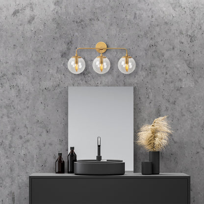 Aplique De Pared, Lineal 3 Transparentes Metal , Oro, 56x21x27, Casquillo 3 X E14 Max 40 W_4