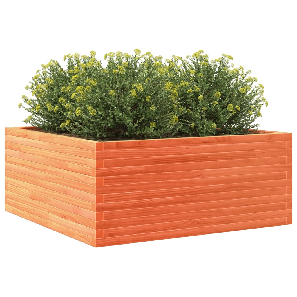 Jardinera De Madera Maciza De Pino Marrón Cera 110x110x46 Cm_3