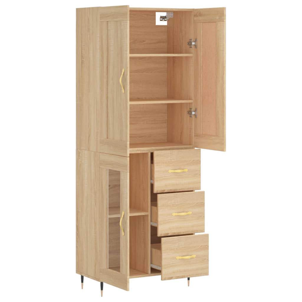 Aparador Alto Madera Contrachapada Color Roble 69,5x34x180 Cm_3