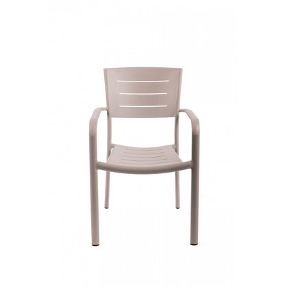 Lote De 4 Sillas Apilables De Jardín Inari Aluminio Topo Nuez Moscada - Muebles De Jardín -56x58xh85cm_1