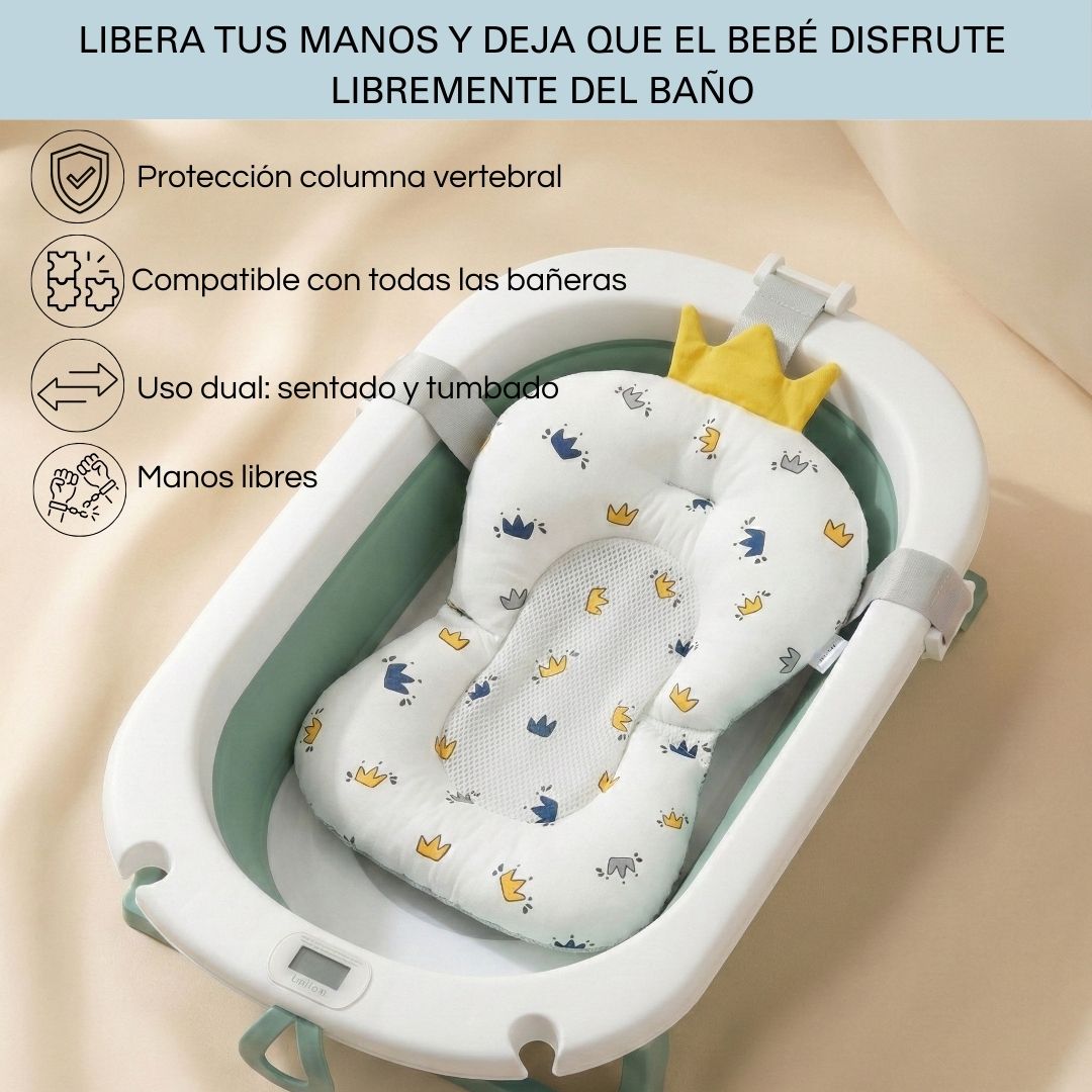 Bathby Cojín De Baño Antideslizante Con Estampado De Coronas Para Bebés, Cómodo Y Seguro_4