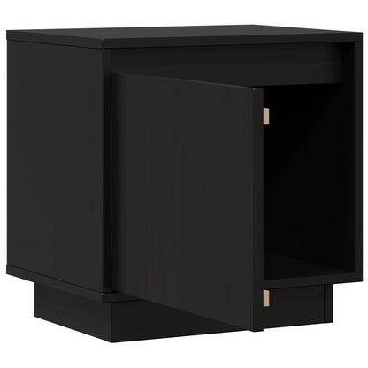 Mesitas De Noche 2 Uds Madera Maciza De Pino Negro 40x30x40 Cm_2