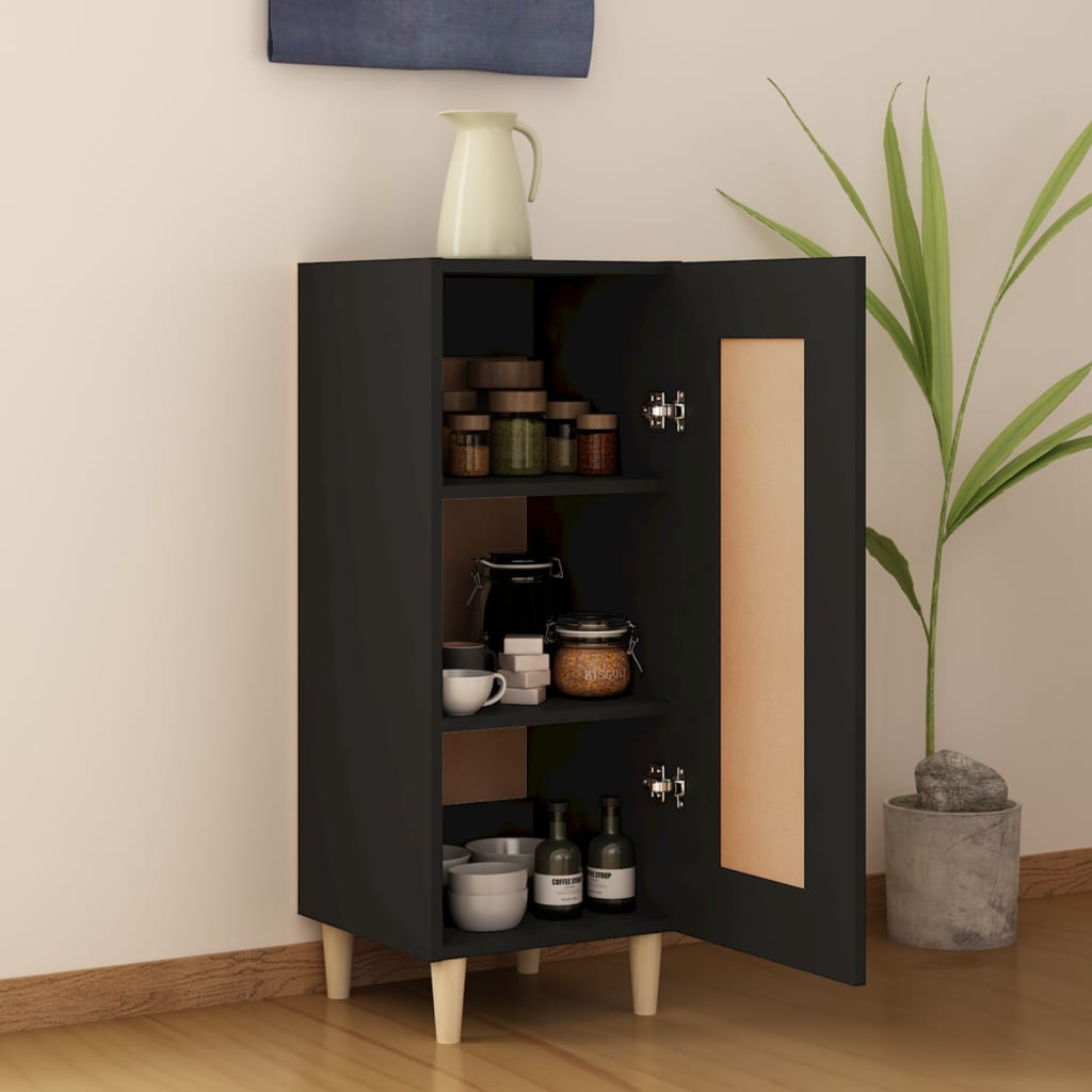 Aparador De Madera Contrachapada Negro 34,5x34x90 Cm / Vetonek_3