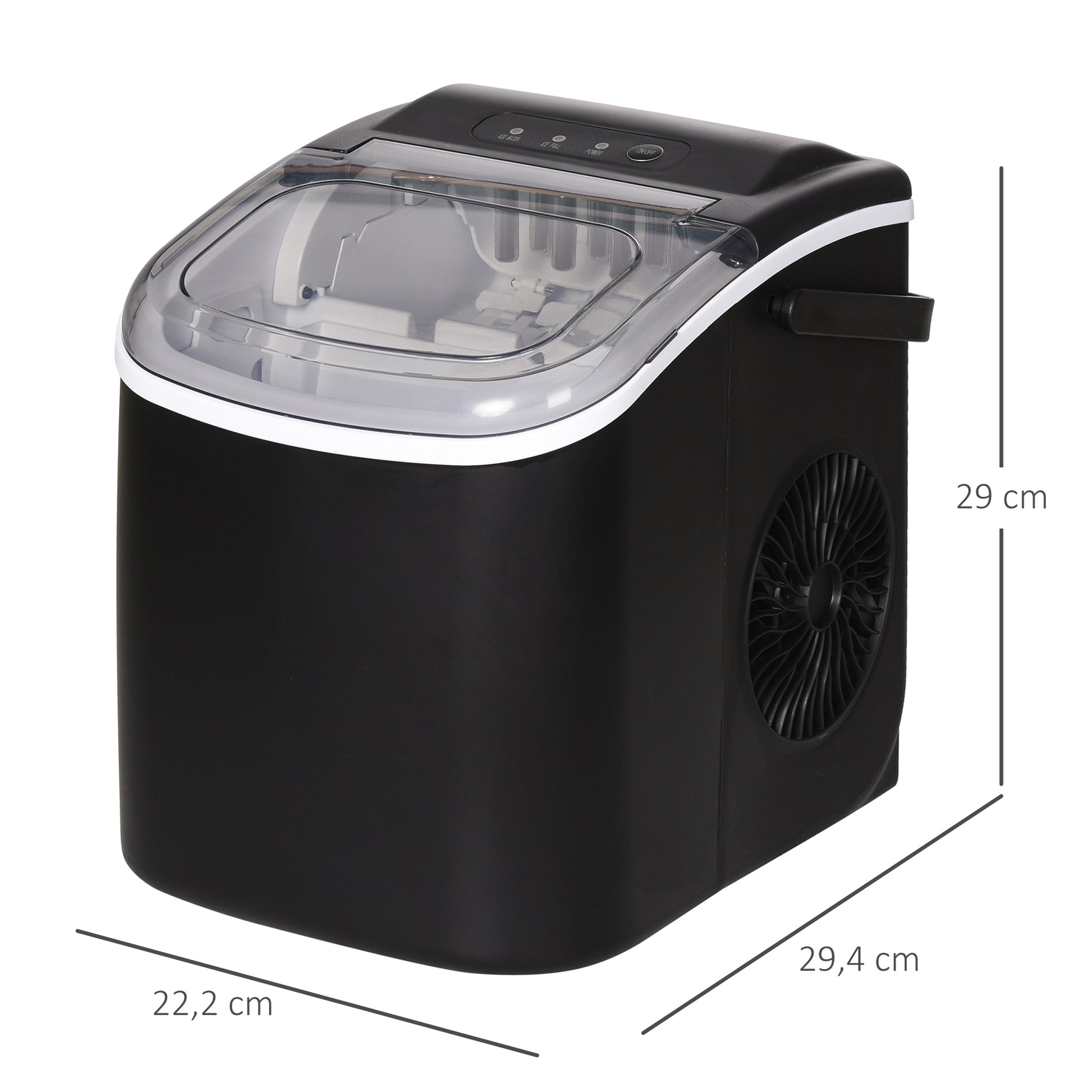 Homcom Máquina Para Hacer Hielo 12 Kg En 24 Horas 22,2x29,4x29 Cm Negro_2