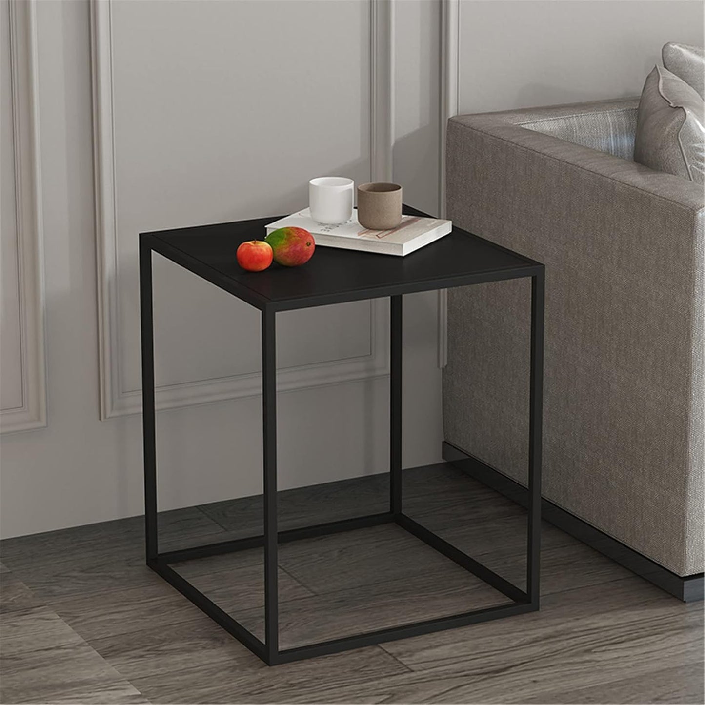 Well Home Juego De 2 Mesas Formato Cuadrado En Metal Color Negro_5