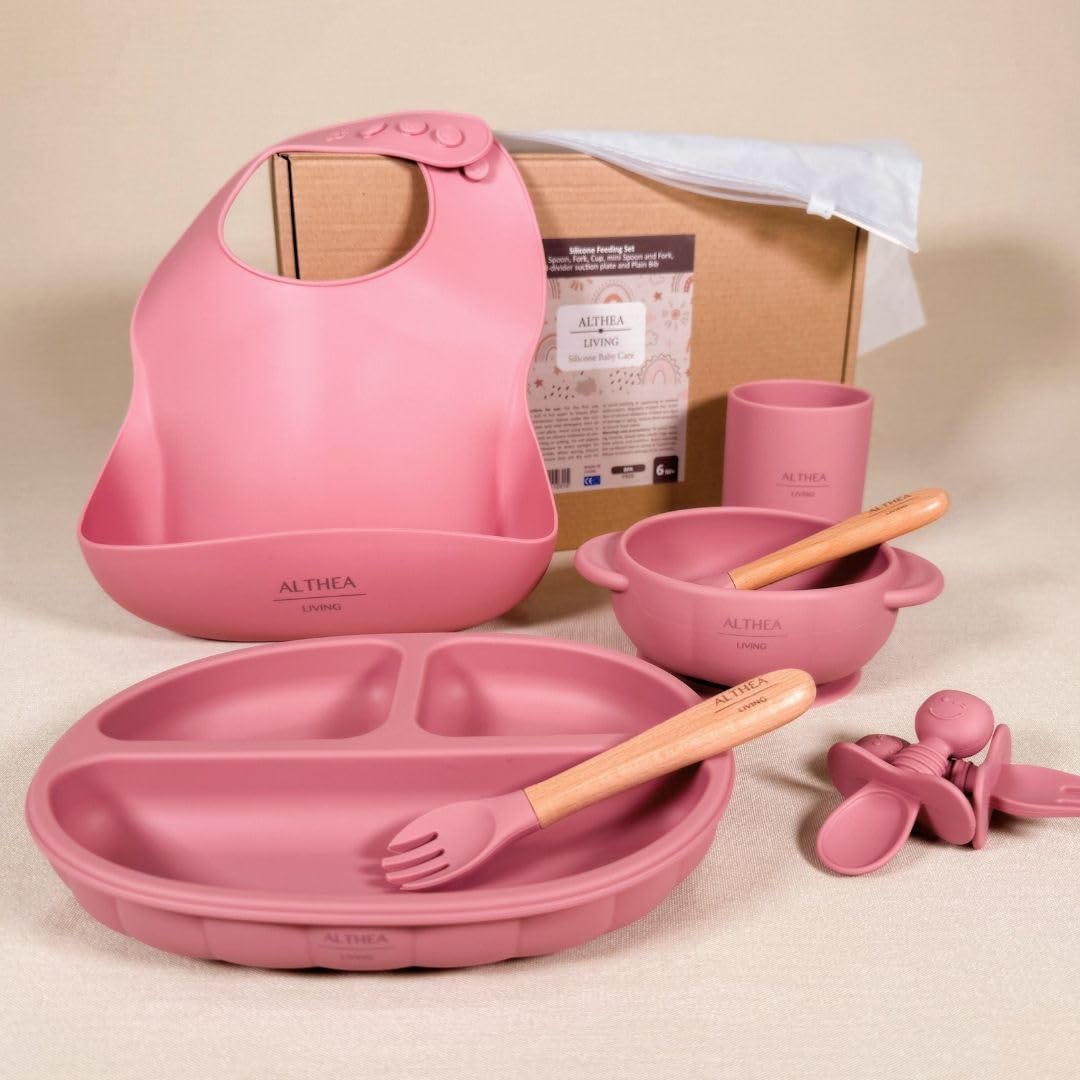 Vajilla De Silicona Orgánica - 8 Piezas - Rosa Profundo._2