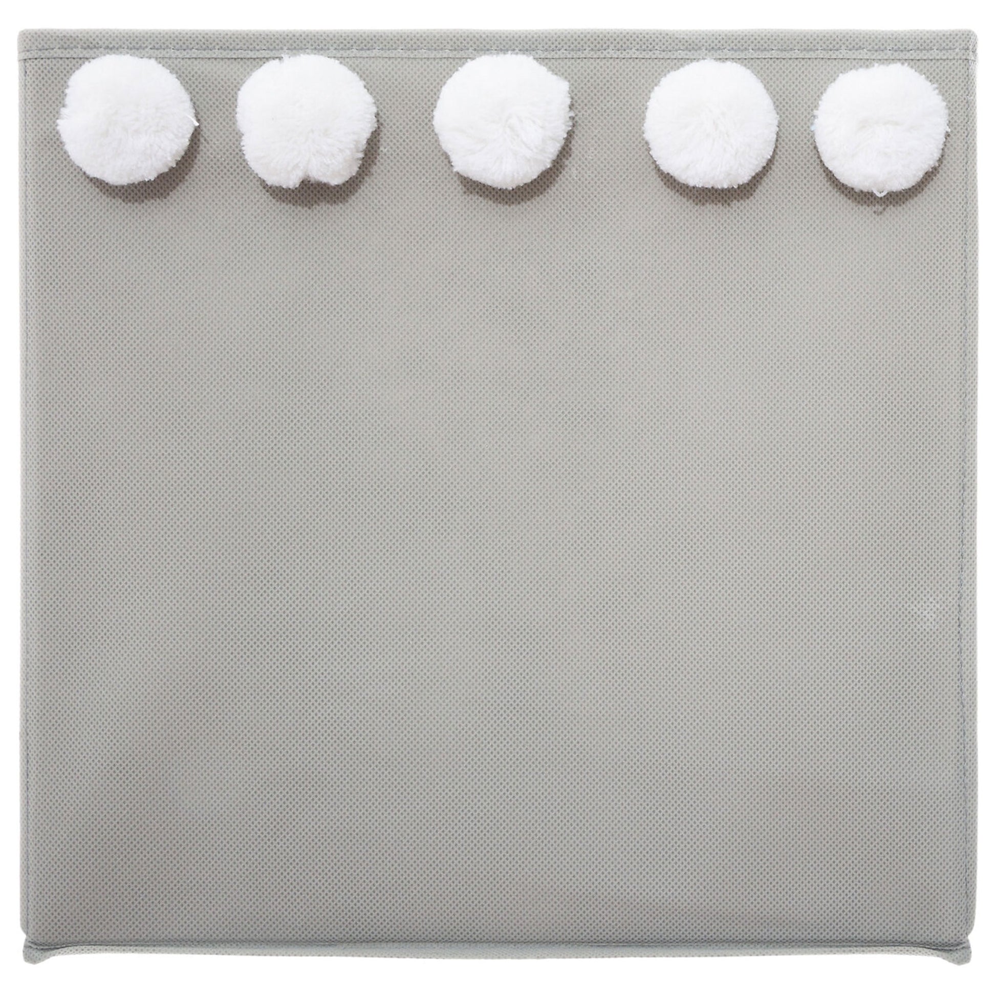 Caja De Almacenamiento Infantil Con Pompones Color Gri30 X 29 X 29cm_1