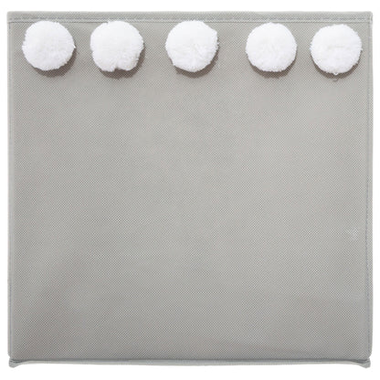 Caja De Almacenamiento Infantil Con Pompones Color Gri30 X 29 X 29cm_1